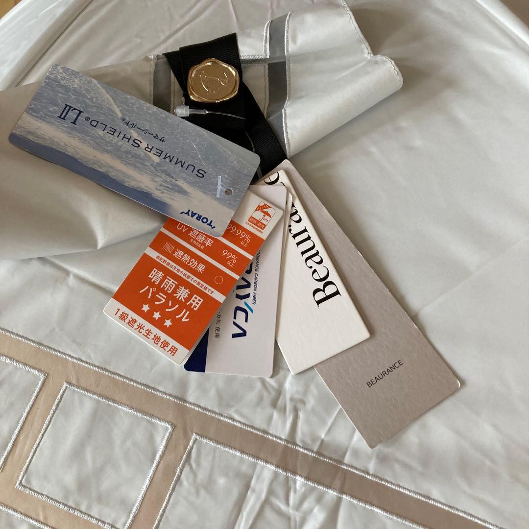 ビューランス　オーガンジーモチーフ晴雨兼用日傘　ホワイト