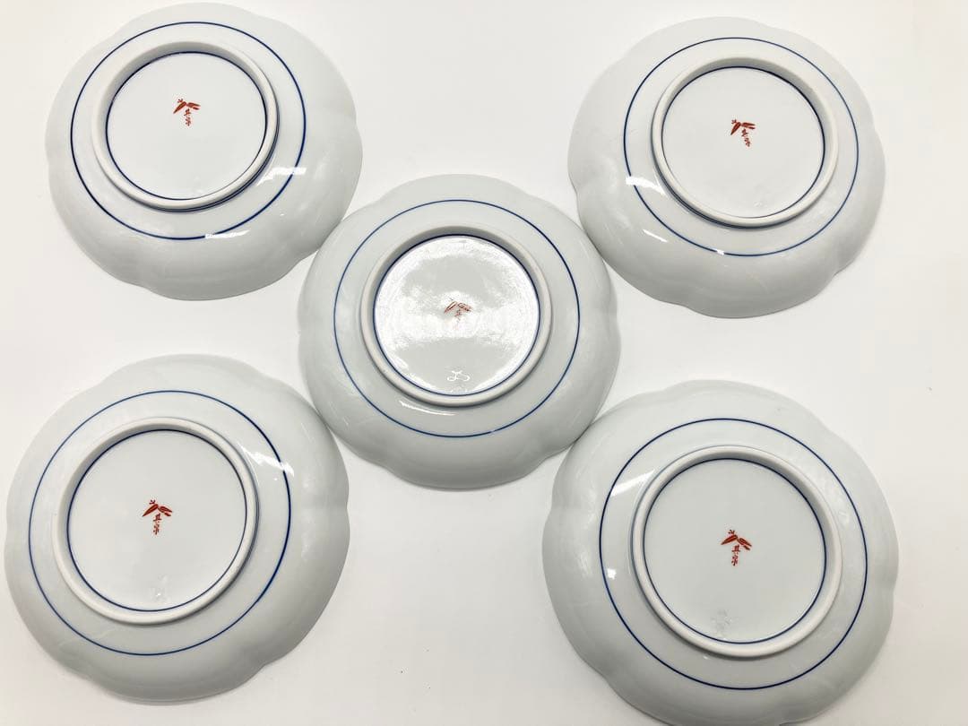 【美品】有田焼 其泉窯 寿桃 金彩 銘々皿 5枚セット 縁起物