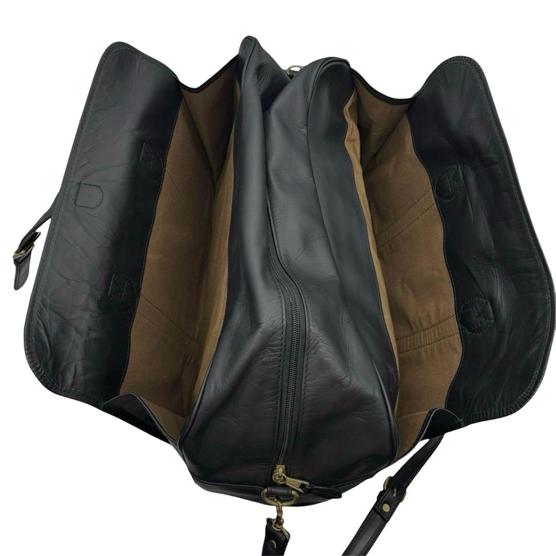 森田鞄 2way 斜めがけ可 ボストンバッグ ショルダー付き 黒 レザー