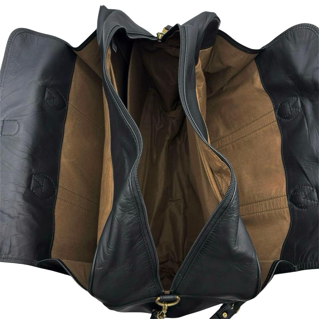 森田鞄 2way 斜めがけ可 ボストンバッグ ショルダー付き 黒 レザー