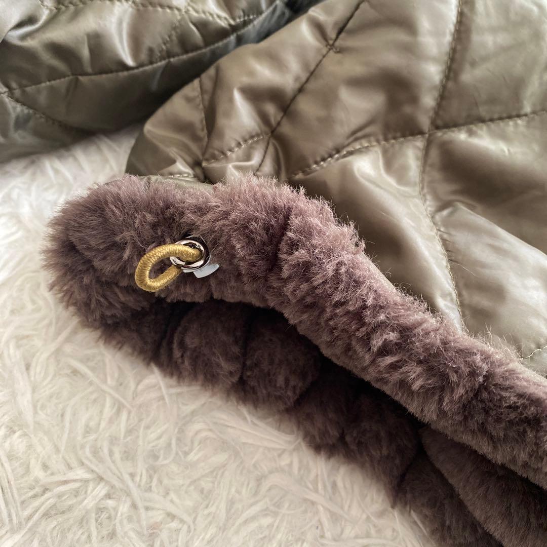 MOGA モガ リバーシブル キルティング ボアコート カーキ ノーカラー