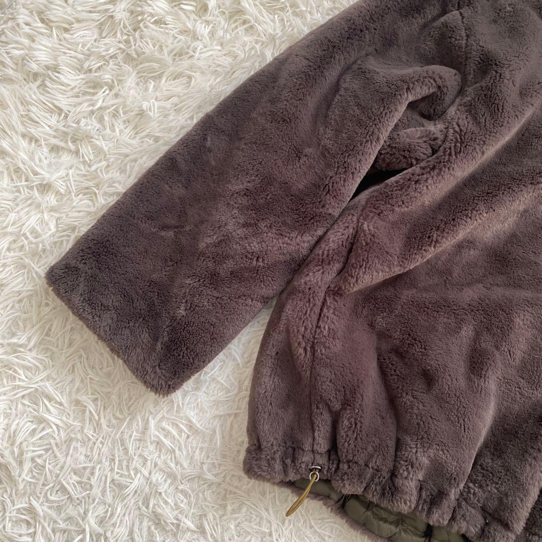 MOGA モガ リバーシブル キルティング ボアコート カーキ ノーカラー