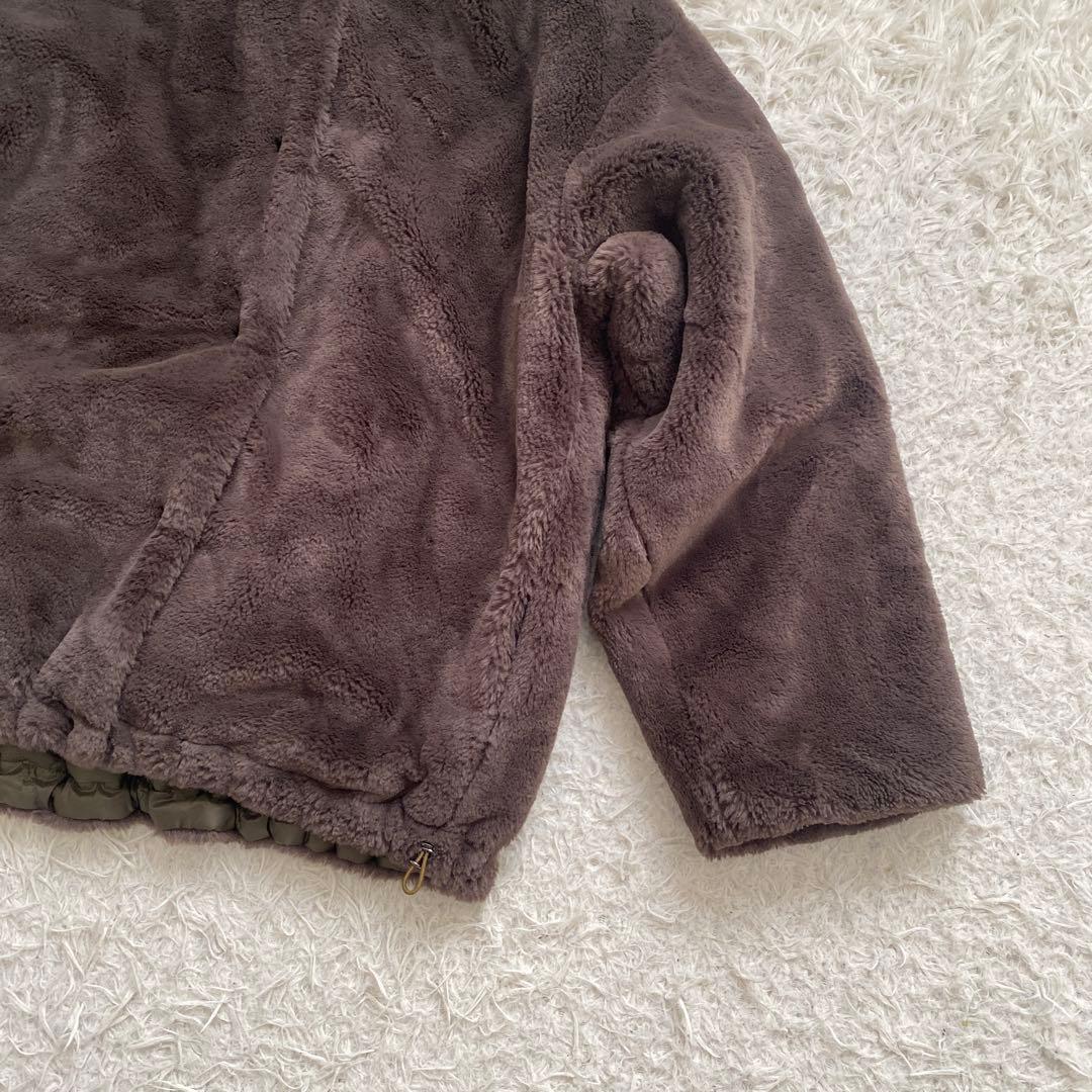 MOGA モガ リバーシブル キルティング ボアコート カーキ ノーカラー