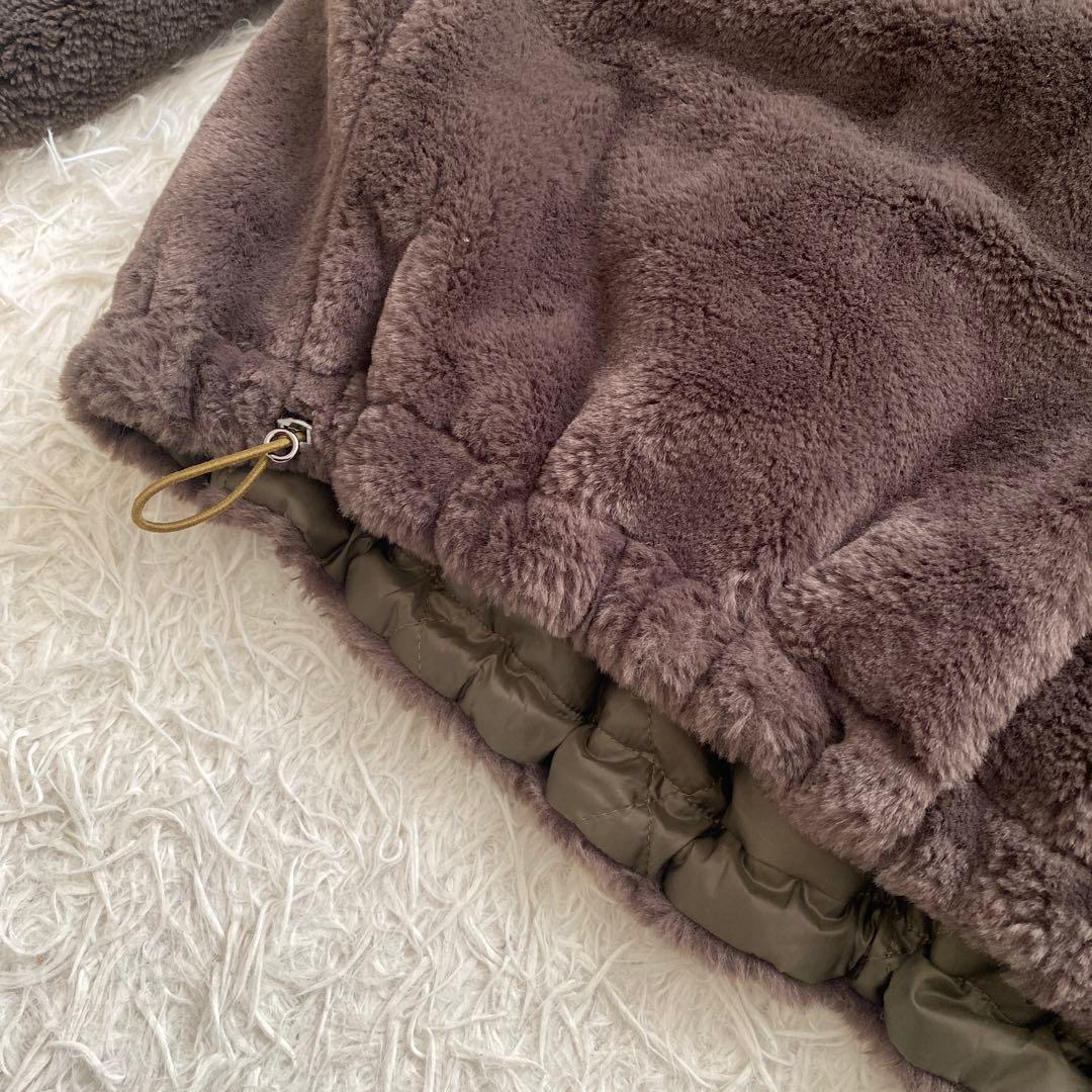 MOGA モガ リバーシブル キルティング ボアコート カーキ ノーカラー