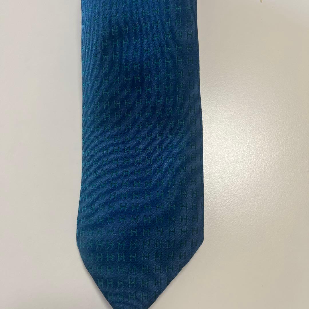 HERMES ファソネ　ブルー ネクタイ　美品
