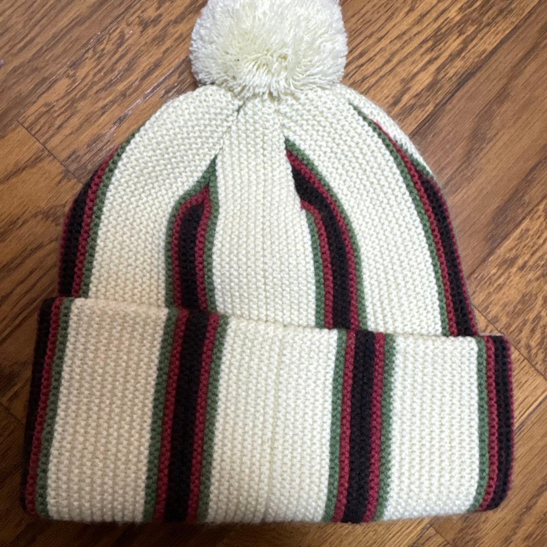 かつきくん着用Stussy ストライプニット帽 ポンポン付き