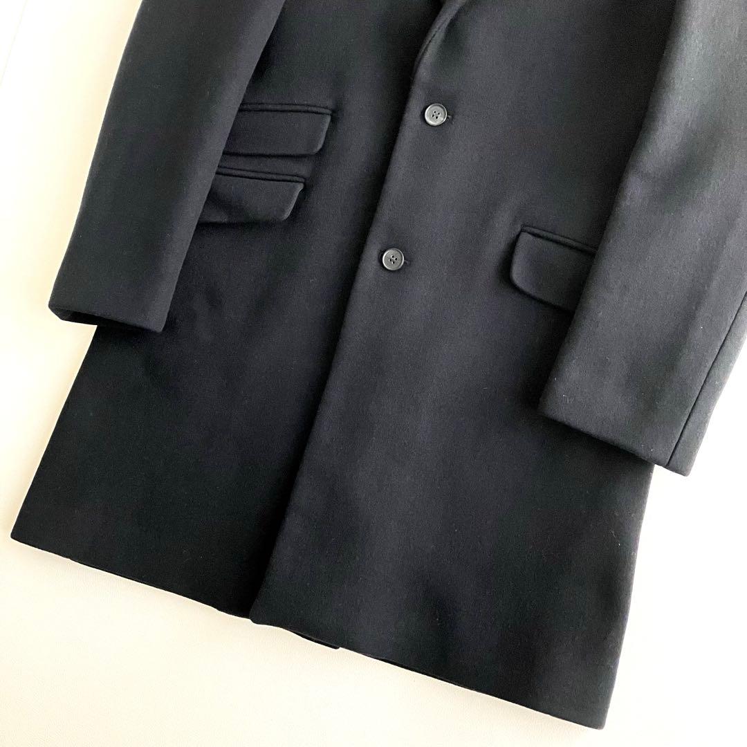 美品✨【Drawer】 メルトンチェスターコート 40Ｌ黒 ドゥロワー ブラック