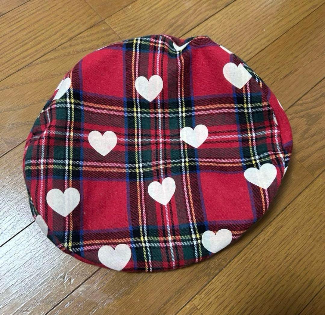HEIHEI ベレー帽 帽子 チェック ハート 赤 ラフォーレ 原宿 レトロ