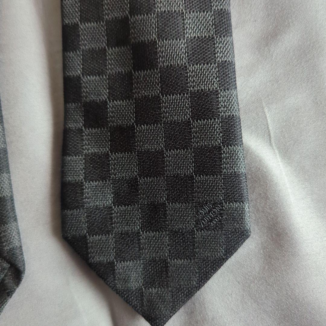 LOUIS VUITTON チェック柄 ネクタイ グレー