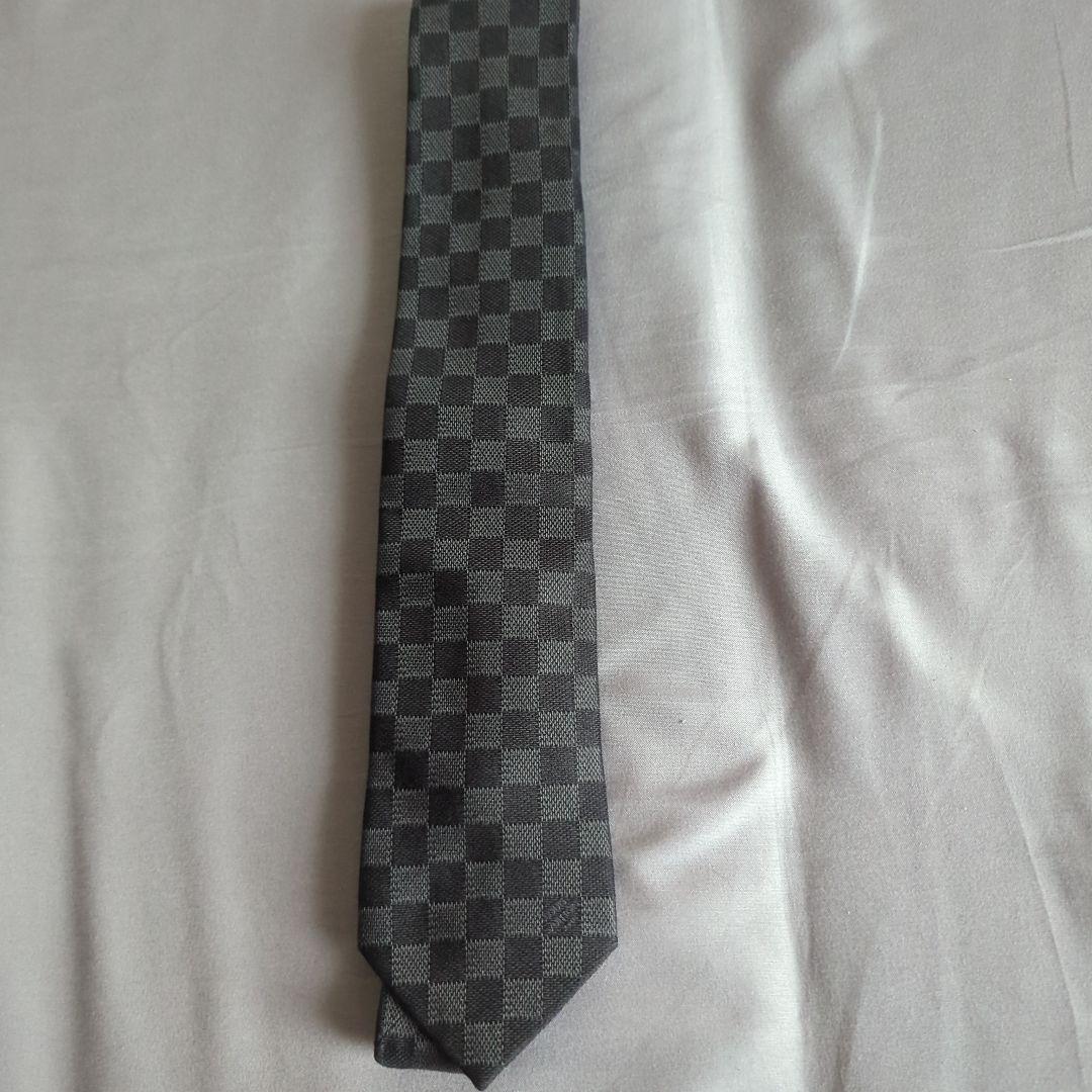 LOUIS VUITTON チェック柄 ネクタイ グレー