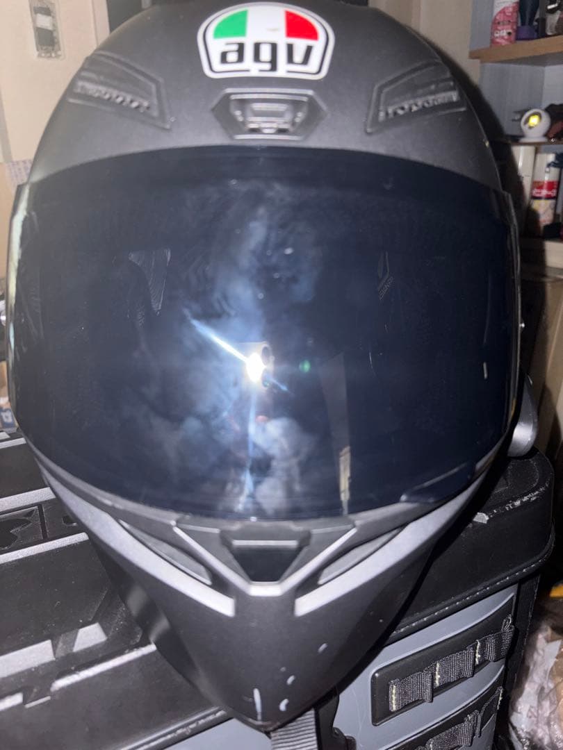 agv k1 マットブラックヘルメット ブラックスモークシールド　インカム付き