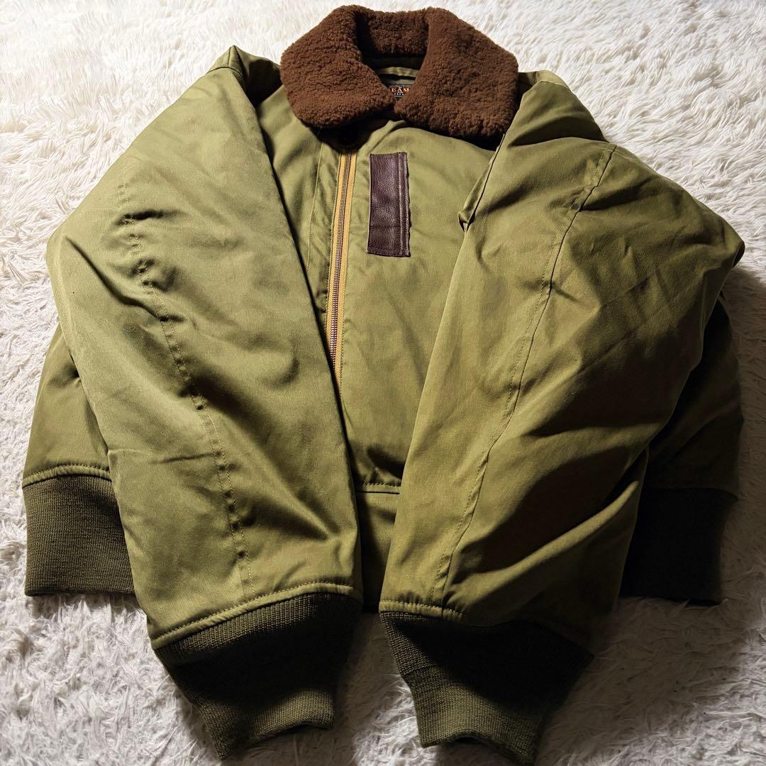 美品■BEAMS + フライトジャケット　B-15A 襟ボア　カーキ
