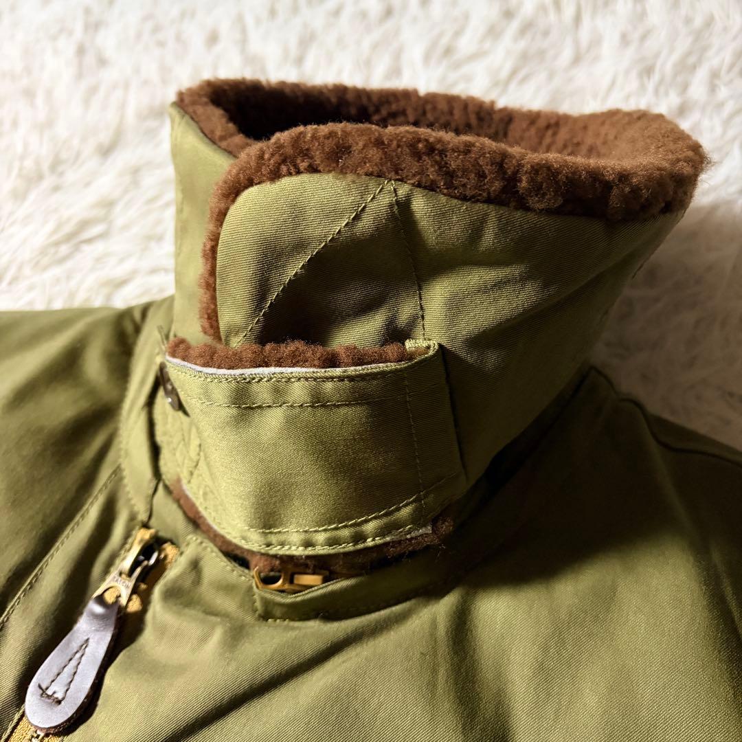 美品■BEAMS + フライトジャケット　B-15A 襟ボア　カーキ
