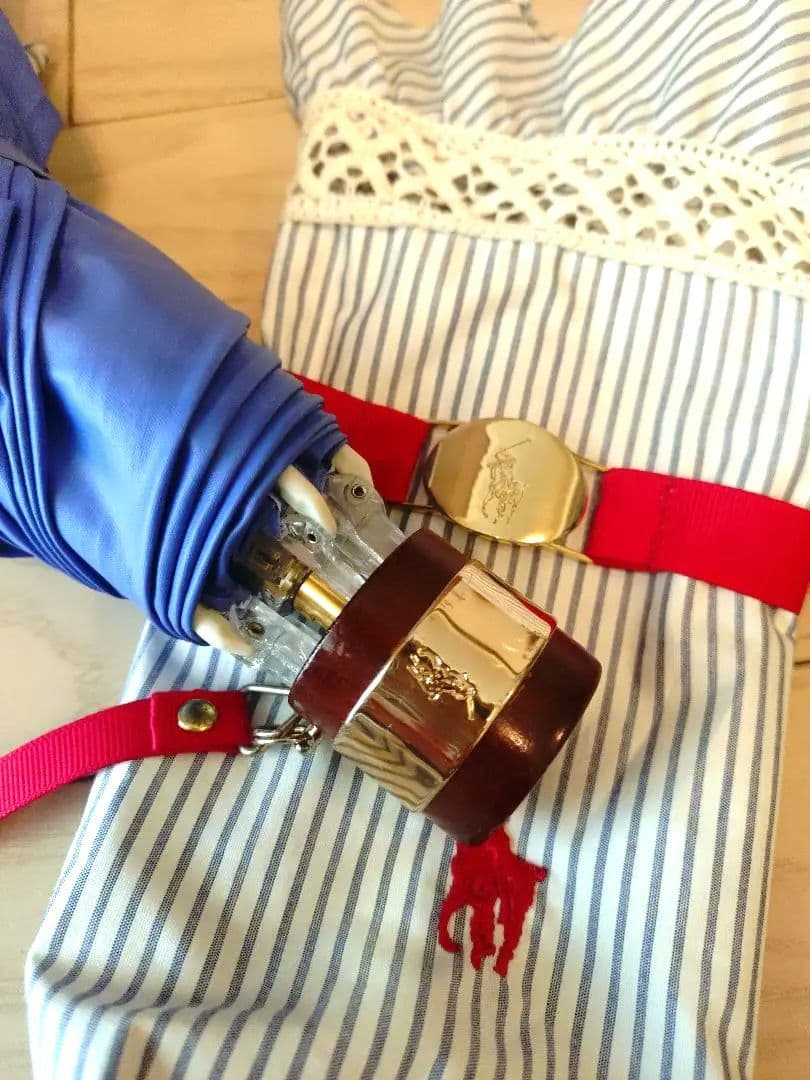 ラルフローレン　晴雨兼用 折りたたみ傘 ストライプ柄