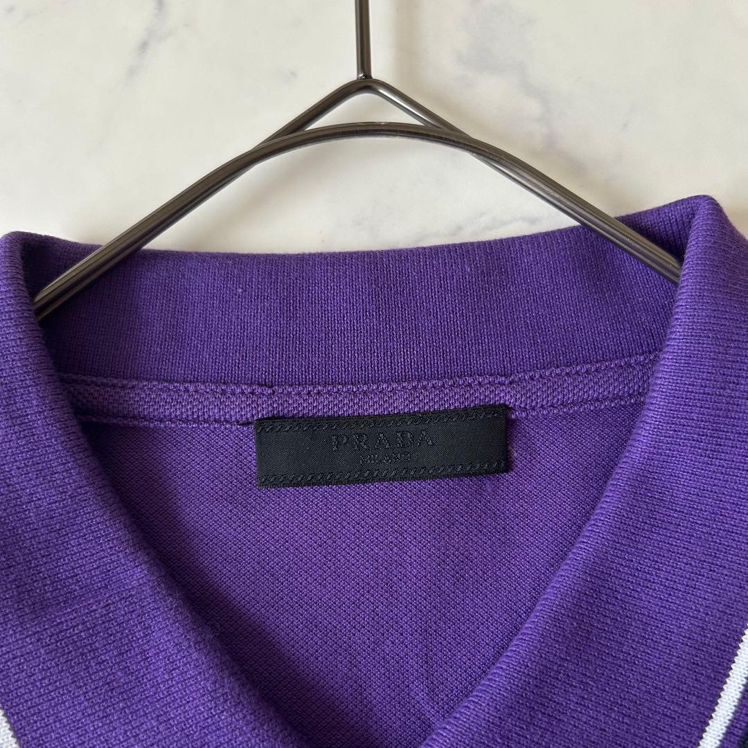 極美品✨希少XXXLサイズ PRADA プラダ ポロシャツ パープル ラバーロゴ