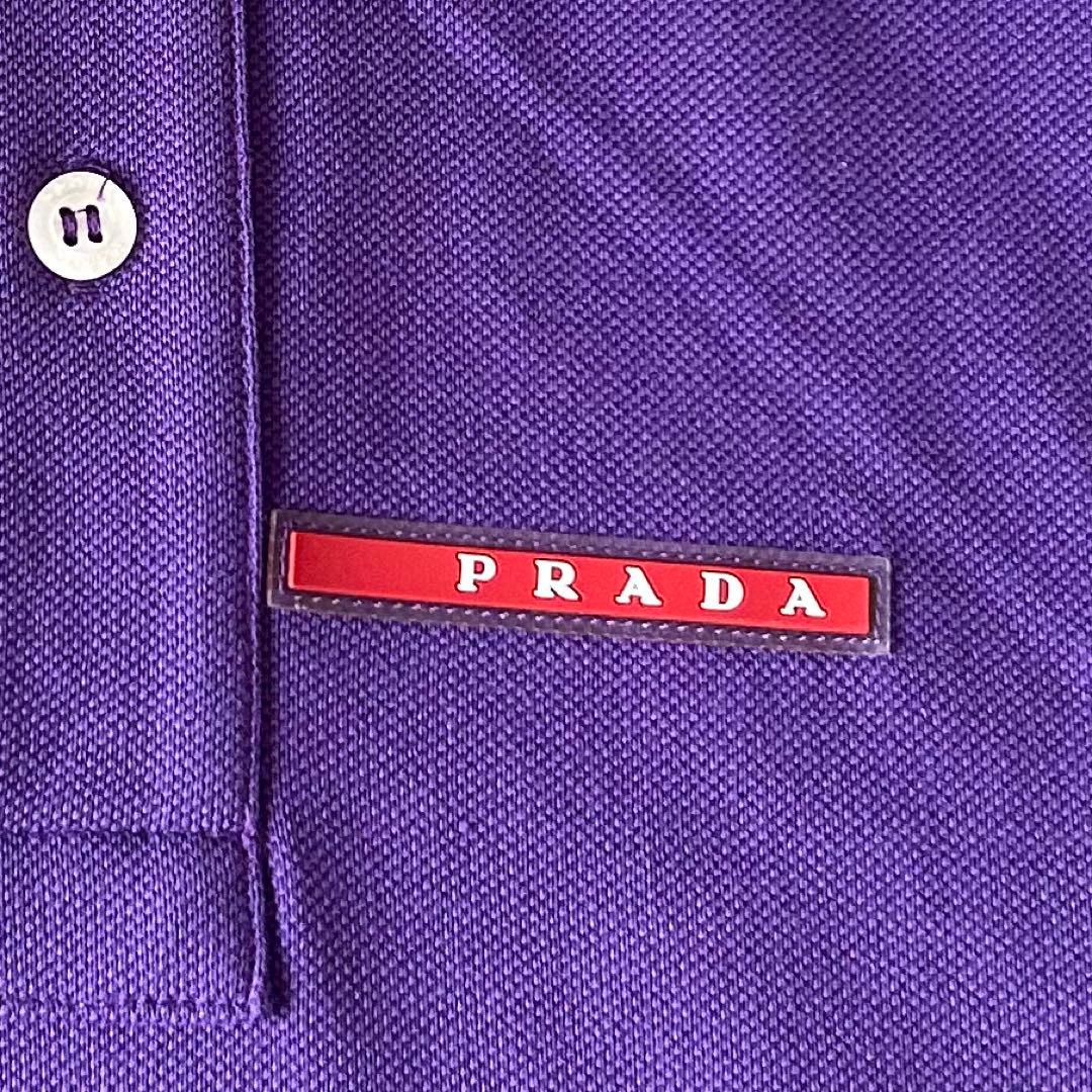 極美品✨希少XXXLサイズ PRADA プラダ ポロシャツ パープル ラバーロゴ