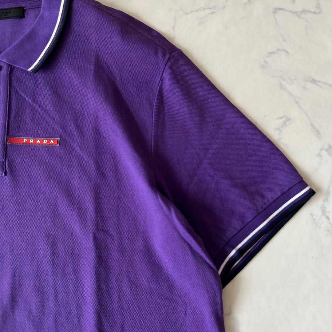極美品✨希少XXXLサイズ PRADA プラダ ポロシャツ パープル ラバーロゴ