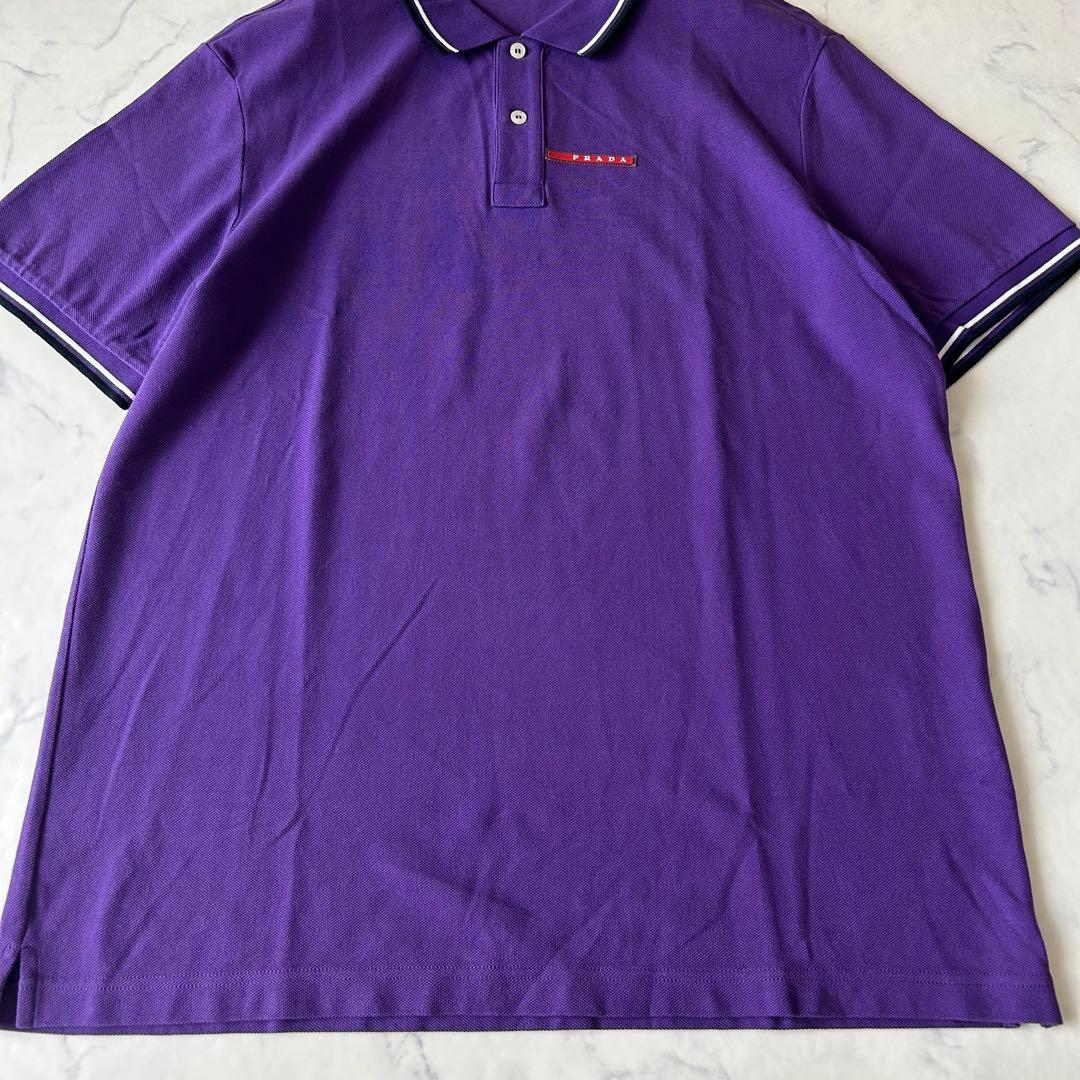 極美品✨希少XXXLサイズ PRADA プラダ ポロシャツ パープル ラバーロゴ