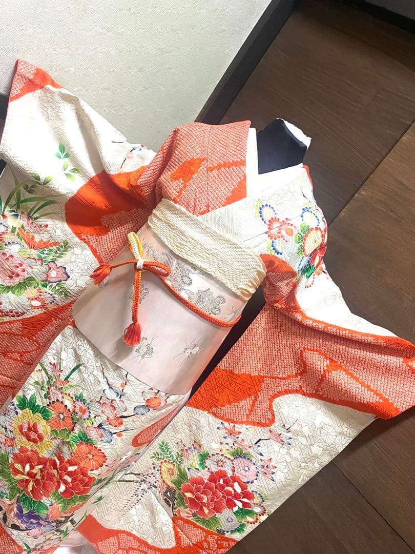 振袖フルセット6点サイズS〜M駒刺繍　絞り　花車文　暈し染め　金彩　正絹