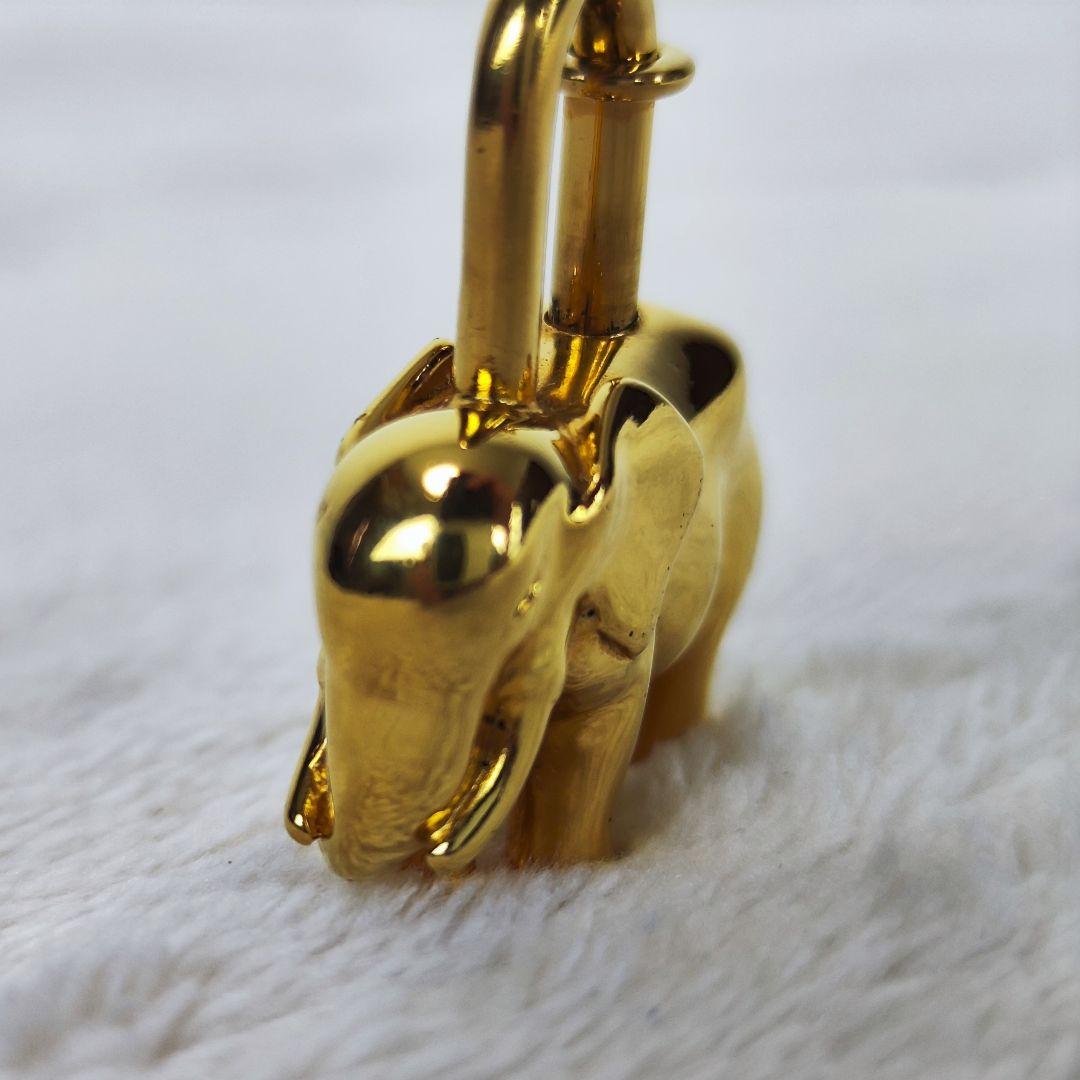 美品 エルメス カデナ エレファント 像 ゴールド チャーム 南京錠