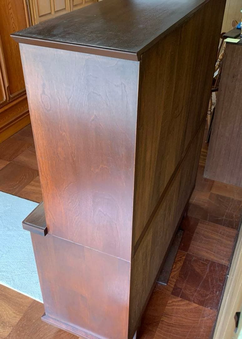 ガラス扉付きキャビネット　食器棚　本棚　辰巳木工　鳥取民藝家具　飾り棚　骨董