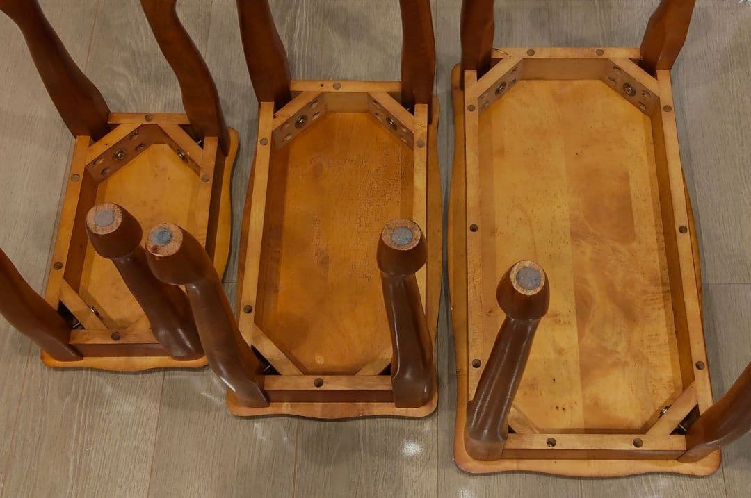 猫脚 ネストテーブル サイドテーブル 木製 アンティーク調 3台セット 台 家具