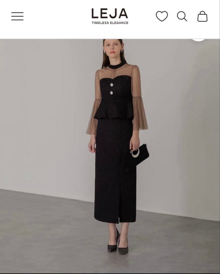 LEJA ドレス フレアスリーブ　ブラック　クラシカル　華やか　綺麗め