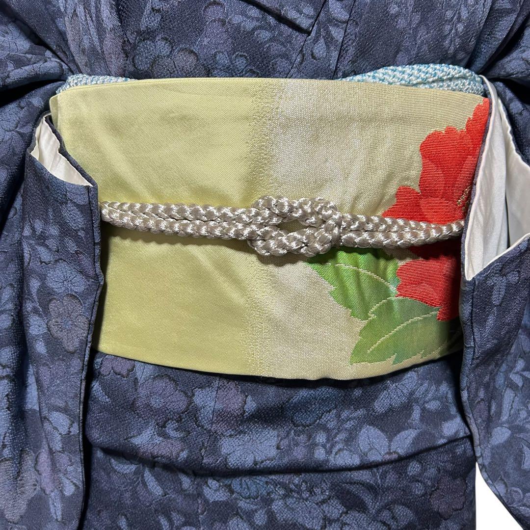 未使用近い　美品　袷　正絹　縮緬　辻が花　小紋　フルセット　４点