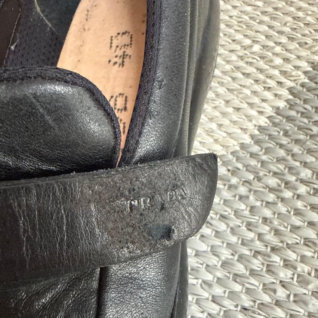 靴 PRADA SPORT Velcro Leather Loafers black