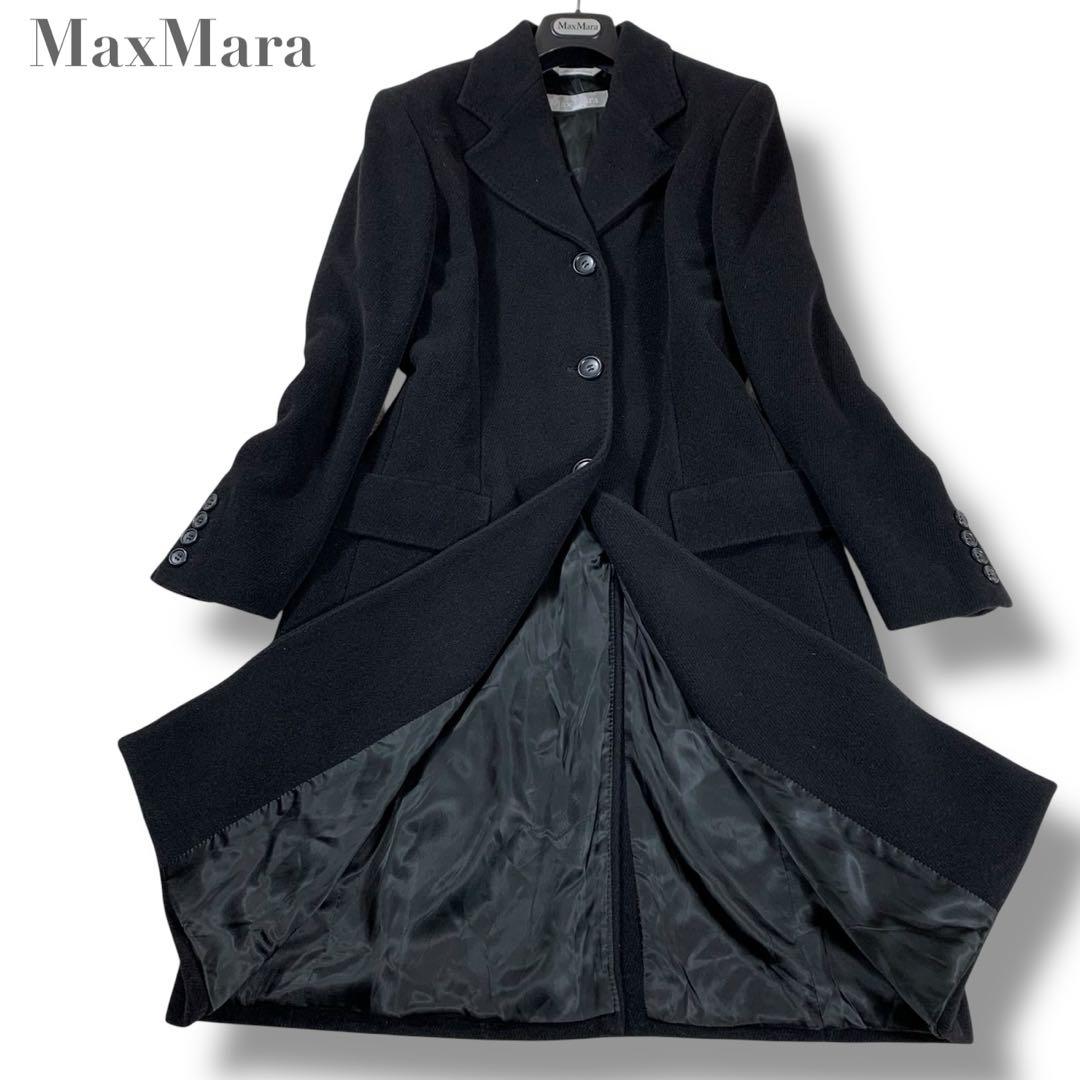 美品✨マックスマーラ チェスターコート ロング丈 アンゴラ混 ネイビー 40