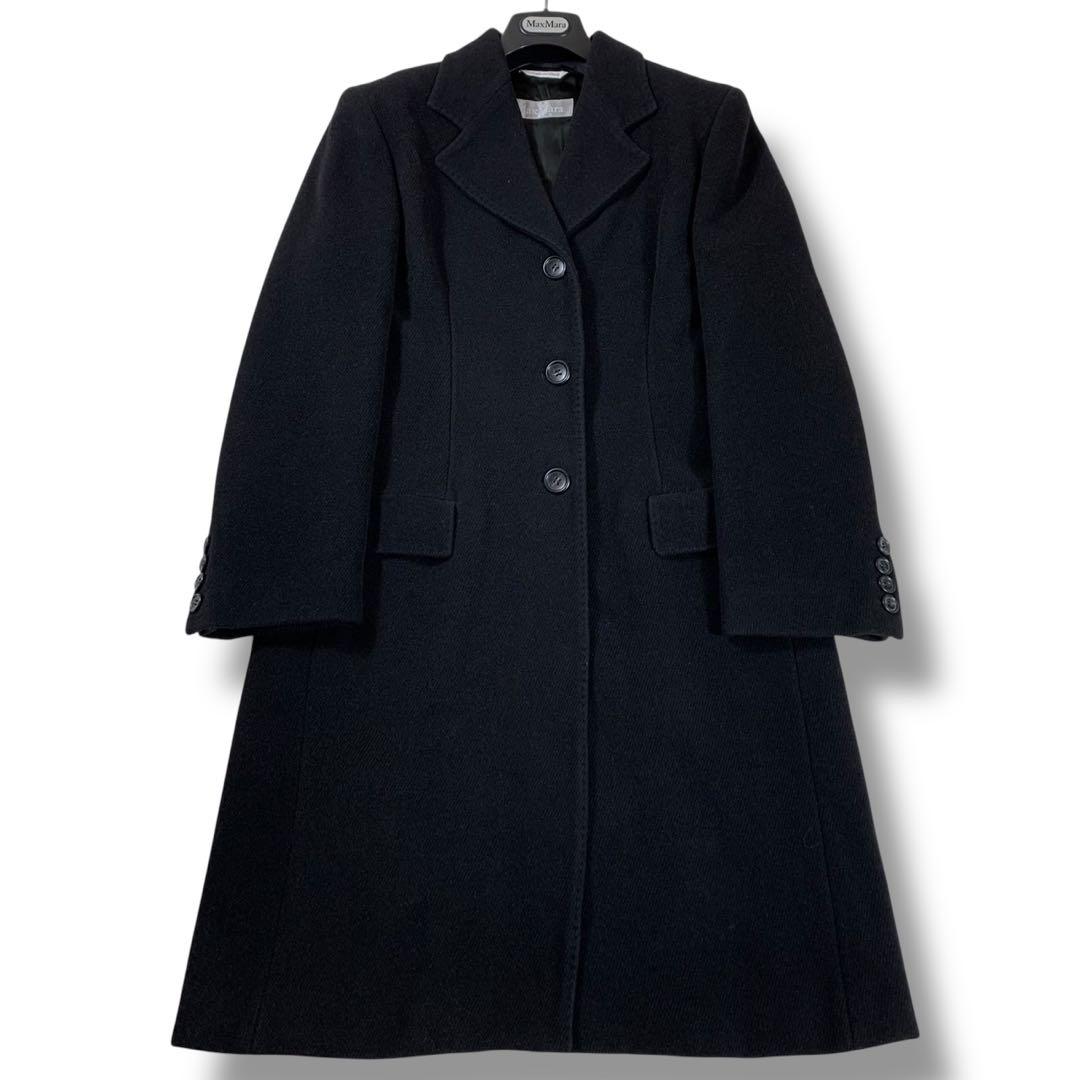 美品✨マックスマーラ チェスターコート ロング丈 アンゴラ混 ネイビー 40