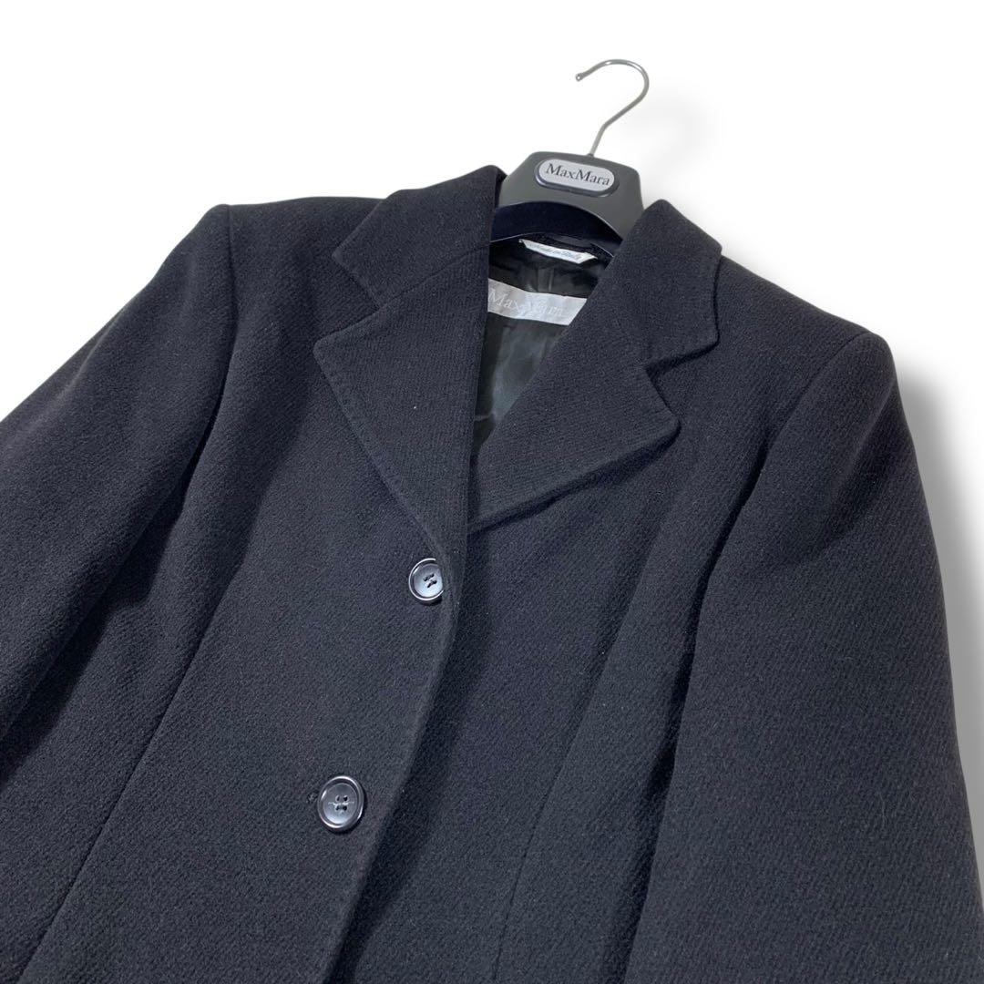 美品✨マックスマーラ チェスターコート ロング丈 アンゴラ混 ネイビー 40