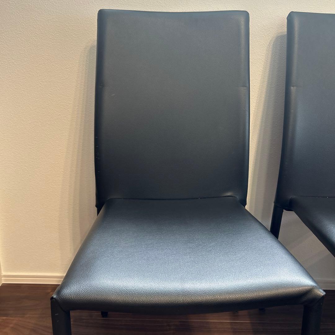 4脚　モダン　ダイニングチェア　ブラック　合皮　スタイリッシュ