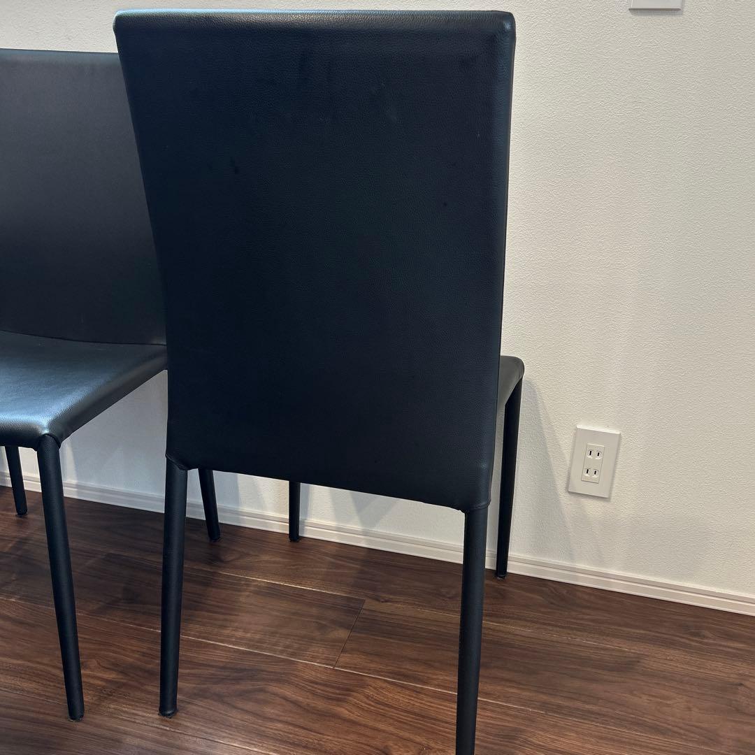 4脚　モダン　ダイニングチェア　ブラック　合皮　スタイリッシュ