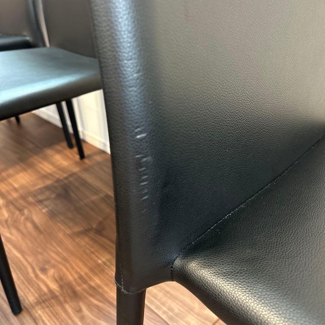4脚　モダン　ダイニングチェア　ブラック　合皮　スタイリッシュ