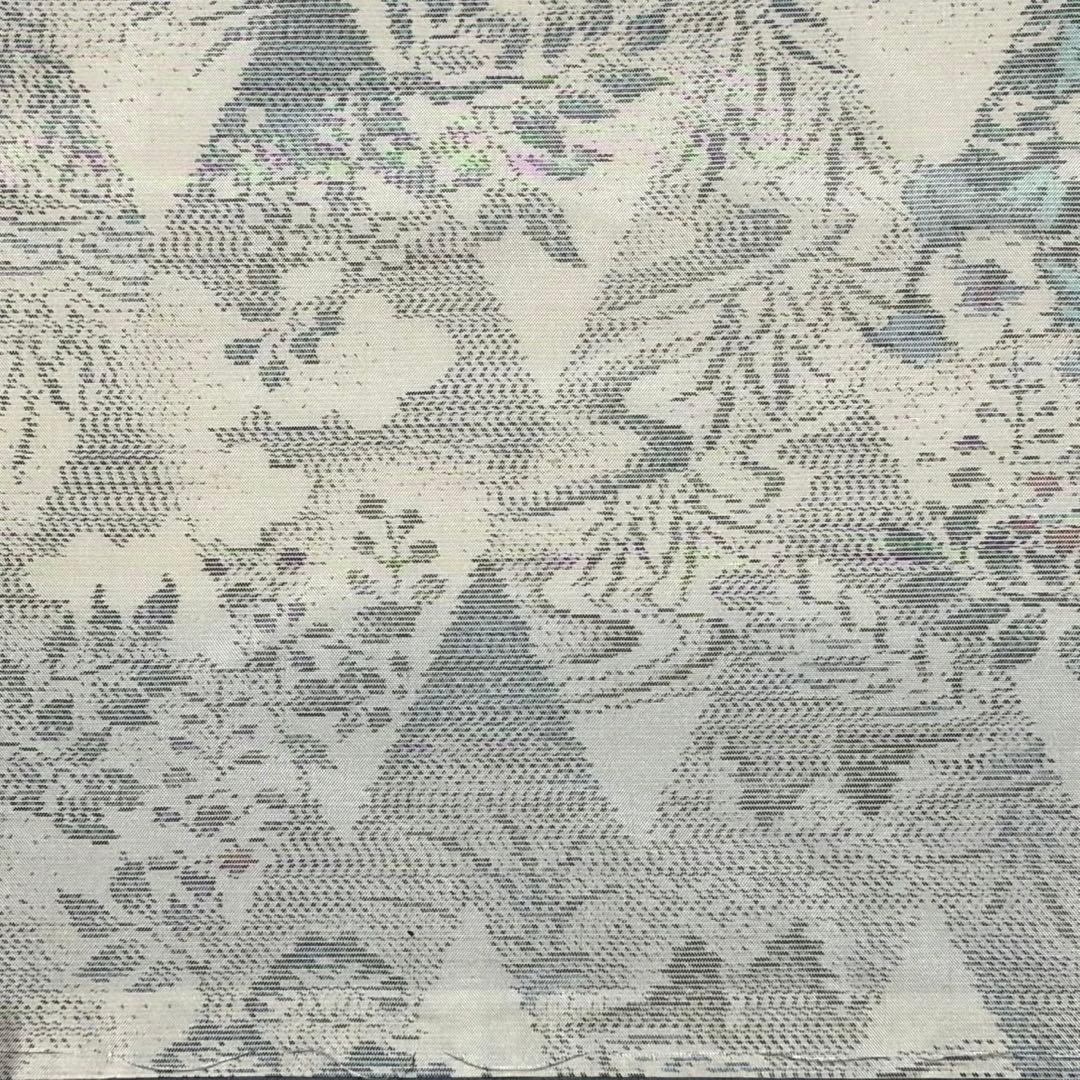 桜咲　本場大島紬　白大島　正絹　庭園情景　証紙有り　新品　極美品