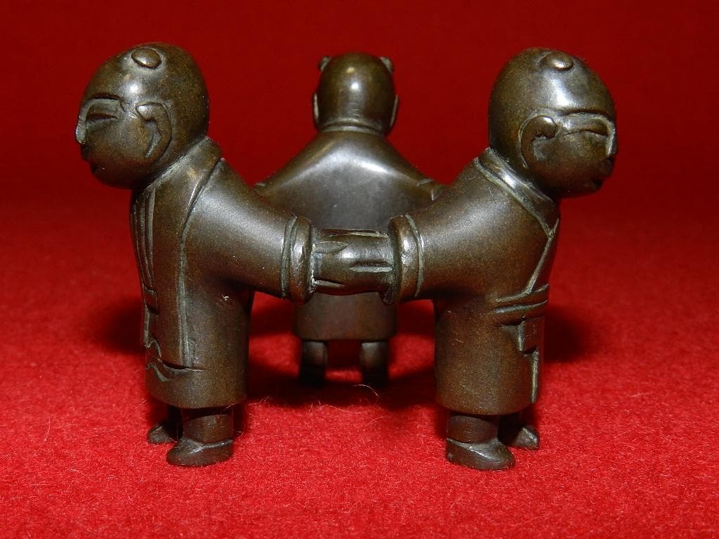 ME5 千家上職人 中川浄益 共箱 蓋置 ２点 金物師 お安くいたしました！￼