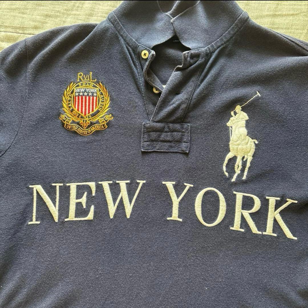 ポロラルフローレン ビッグポニー NEW YORK y2k 短丈 ポロシャツ