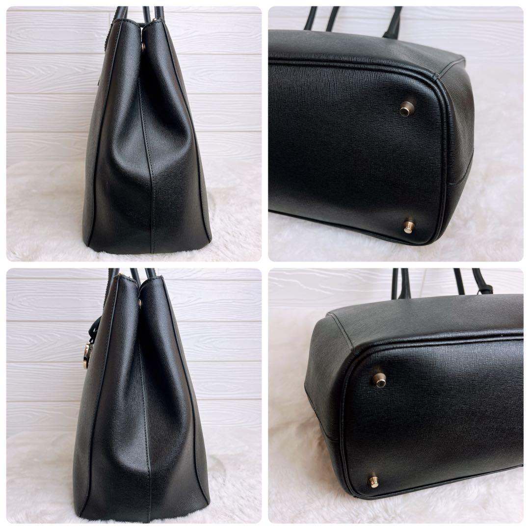 未使用☆FURLAフルラ トートバッグ レザー ブラック 大きい鞄 A4収納