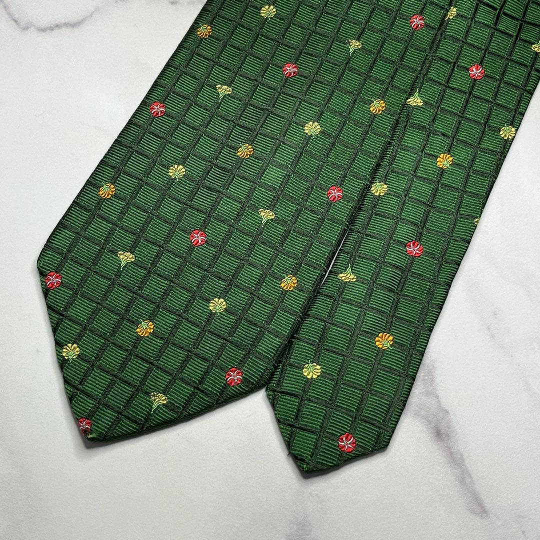 2027 【美品】 サルヴァトーレフェラガモ ネクタイ 格子柄 チェック 花柄