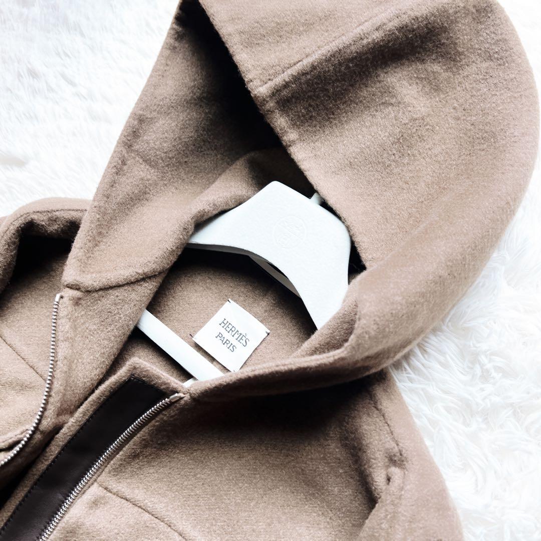 美品　HERMESエルメス　カシミヤレザー　ロング　フリンジ　コート　ブラウン