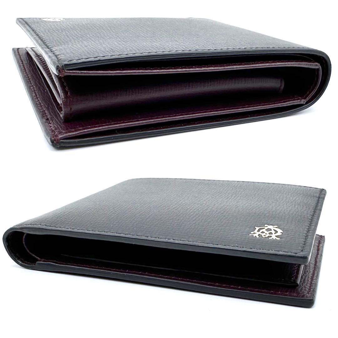 未使用✨dunhill ダンヒル ２つ折り財布 ベルグレイブ レザー 黒×濃赤