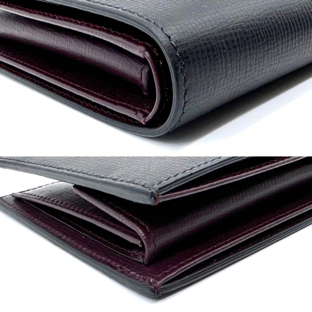 未使用✨dunhill ダンヒル ２つ折り財布 ベルグレイブ レザー 黒×濃赤