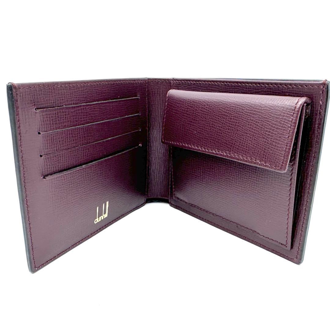 未使用✨dunhill ダンヒル ２つ折り財布 ベルグレイブ レザー 黒×濃赤