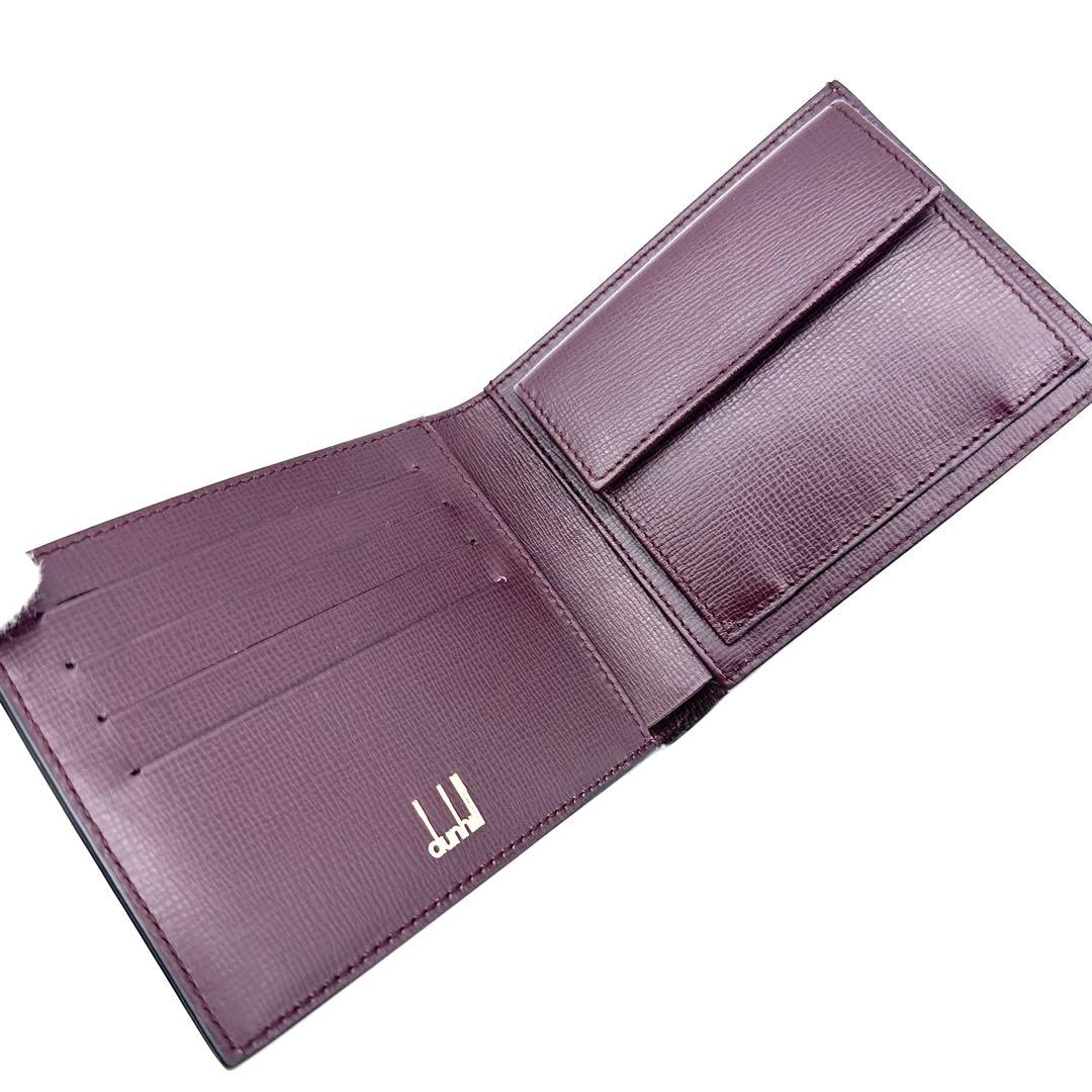 未使用✨dunhill ダンヒル ２つ折り財布 ベルグレイブ レザー 黒×濃赤