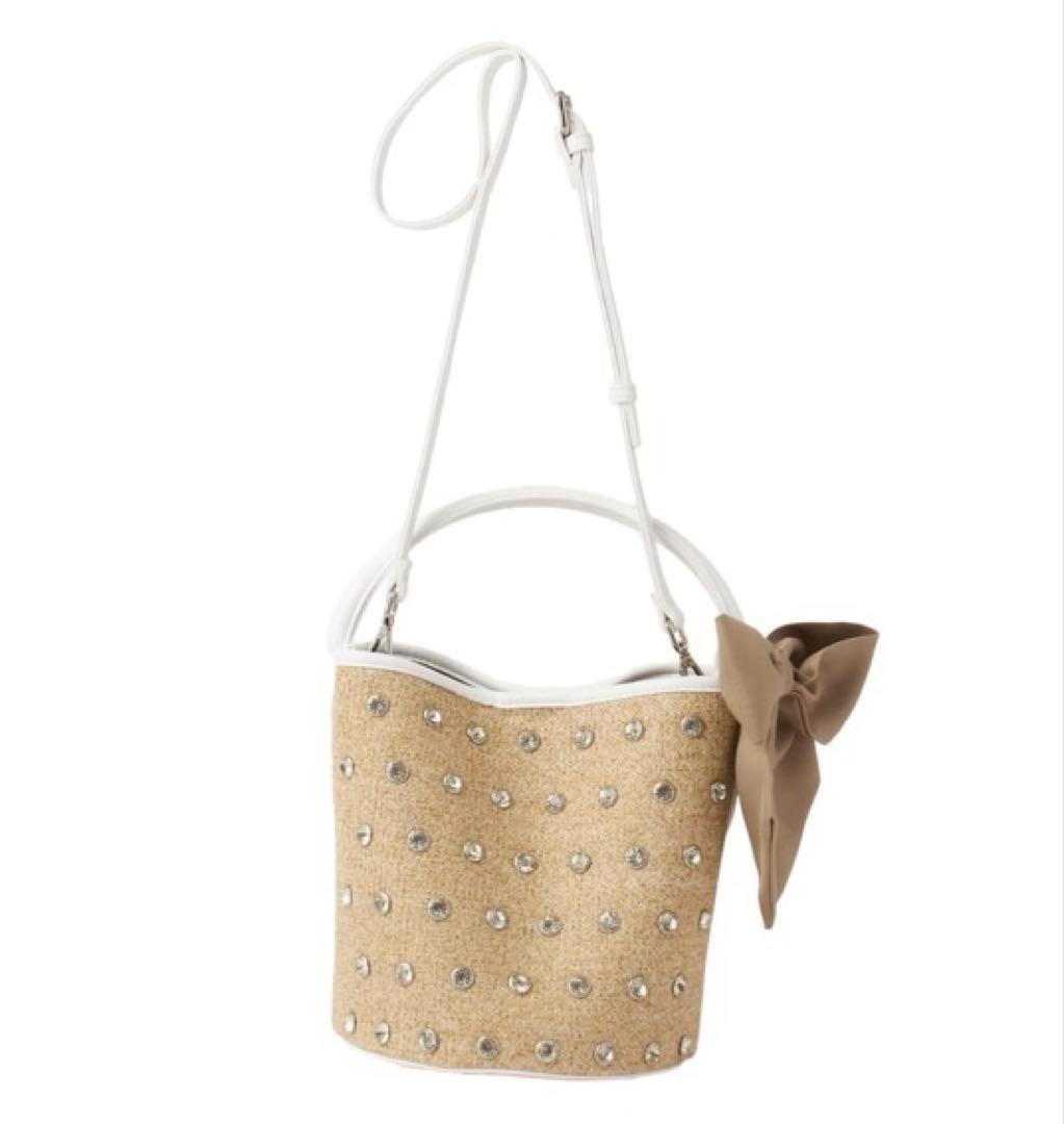 【新品・未使用】DIANA ダイアナ　リボン＆ビジューバッグ ポーチ付き