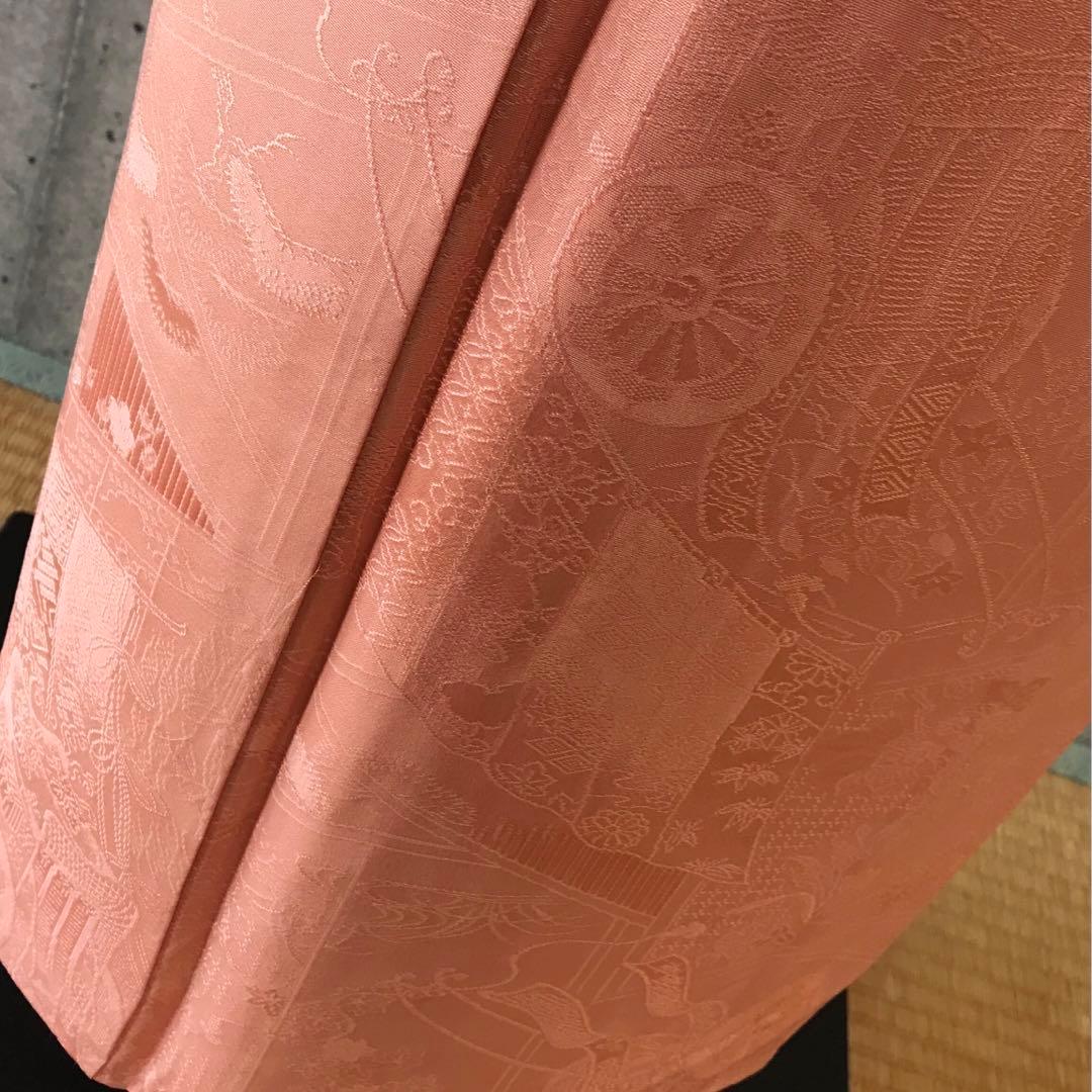 正絹　色無地　地紋あり　一つ紋　袷