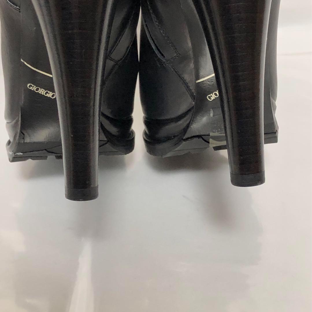 ジョルジオアルマーニ*37*レザーブーツ/革靴*黒/ブラック*