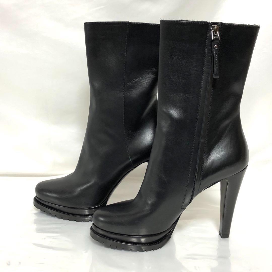 ジョルジオアルマーニ*37*レザーブーツ/革靴*黒/ブラック*