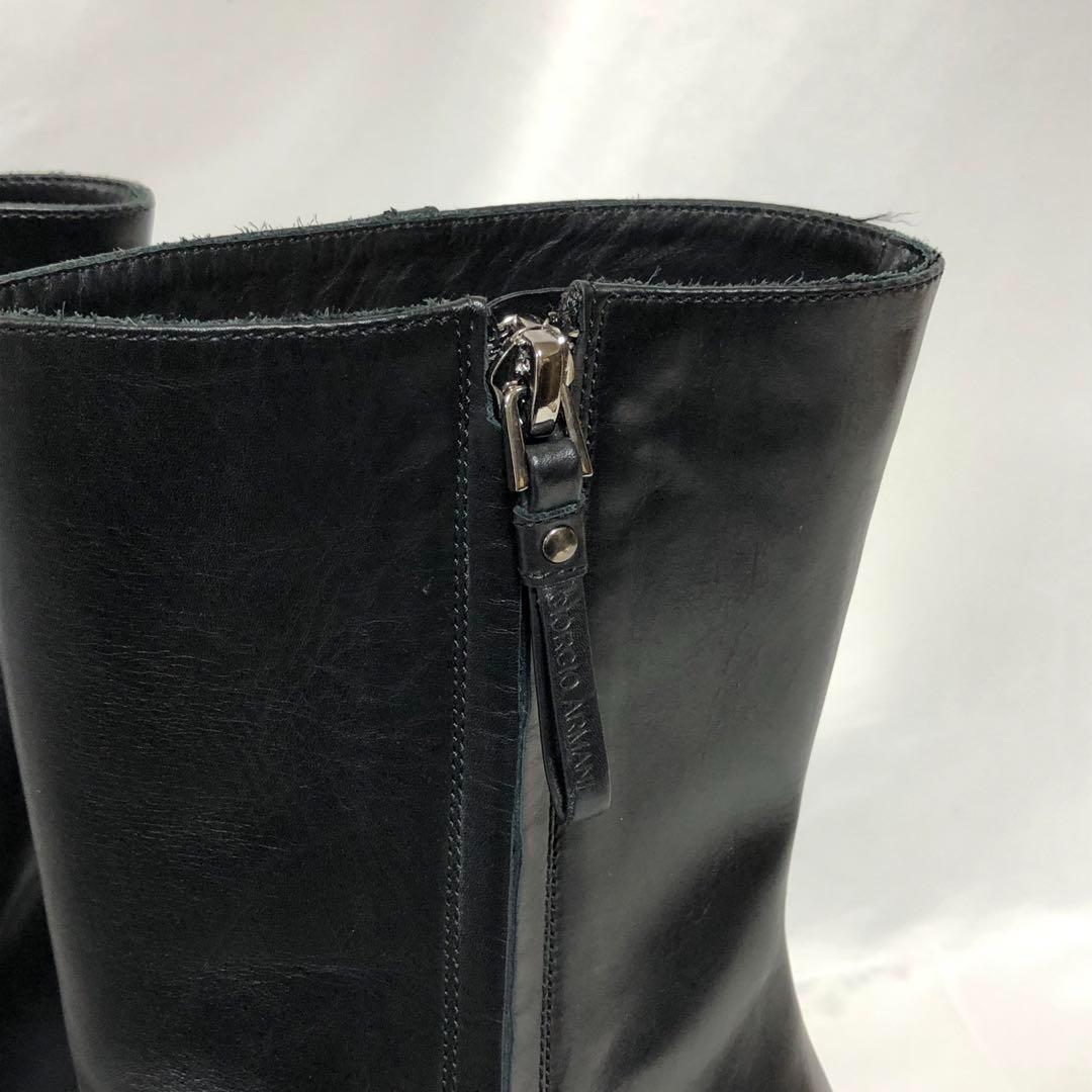 ジョルジオアルマーニ*37*レザーブーツ/革靴*黒/ブラック*